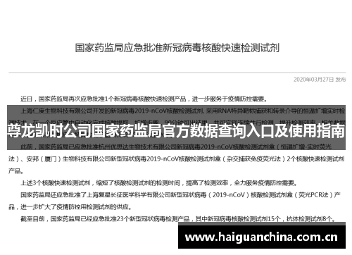 尊龙凯时公司国家药监局官方数据查询入口及使用指南